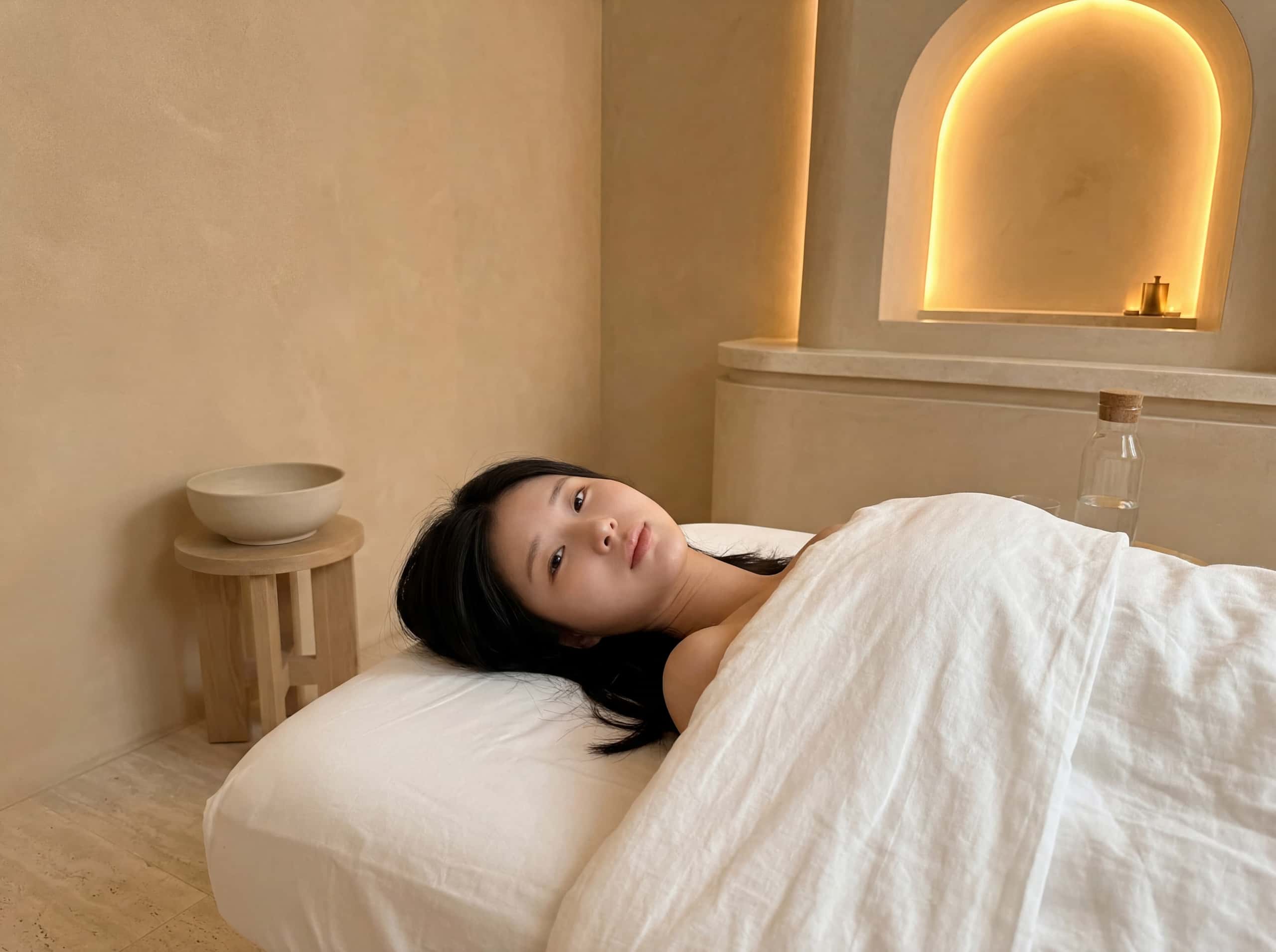 Guest relaxing during bodywork treatment