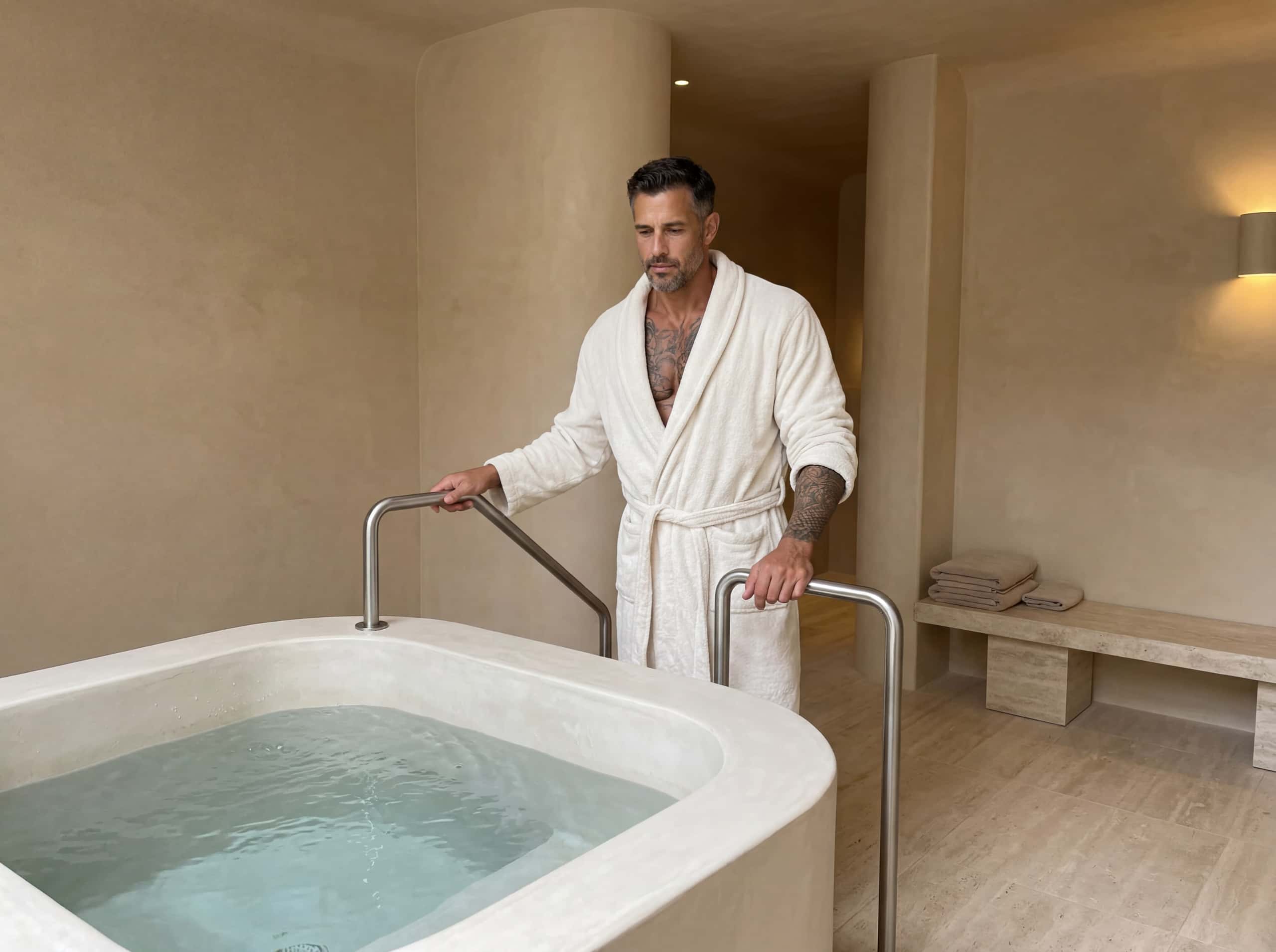Guest preparing for cold plunge immersion